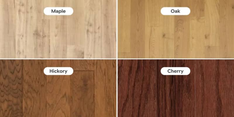 maple-oak-hickory-cherry wood samples